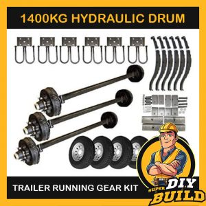 Single Axle Running Gear Kit – Hydraulic Brake 1400kg (Parts Only)